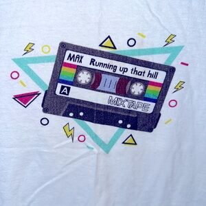 Stranger Things “Running Up That Hill” Mixtape white tee Girl Large
